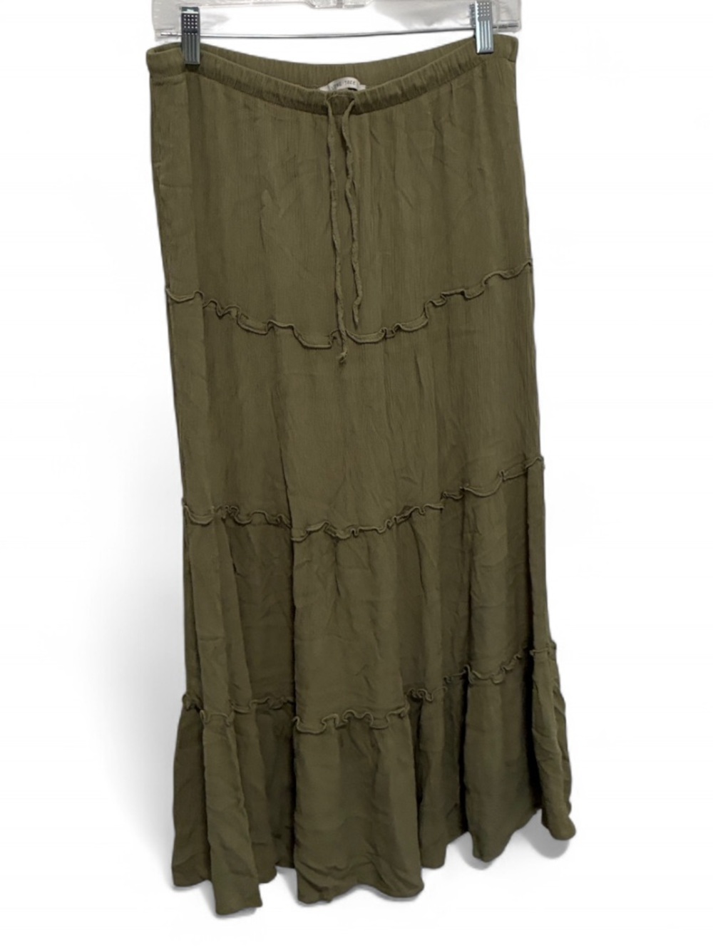 Love Tree Green Tiered Boho Maxi Skirt